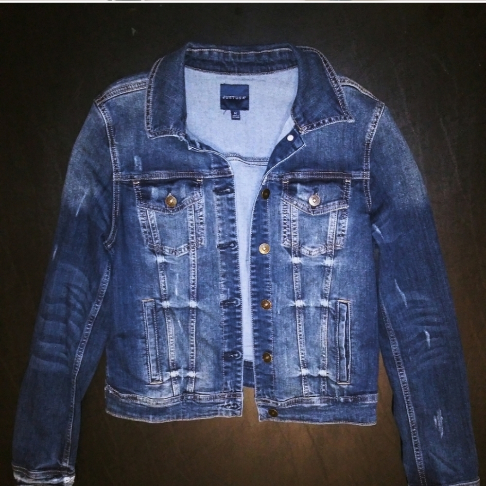 Denim Jean Jacket by JUST USA sz M EUC